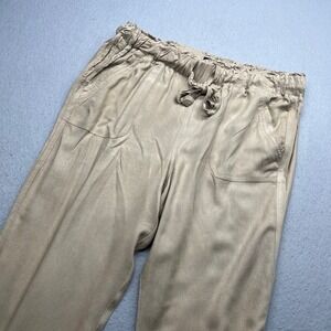 Rewash‎ Wide Leg Boho Pants Tan Khaki Elastic Waist Size L Y2K Rayon J16280871